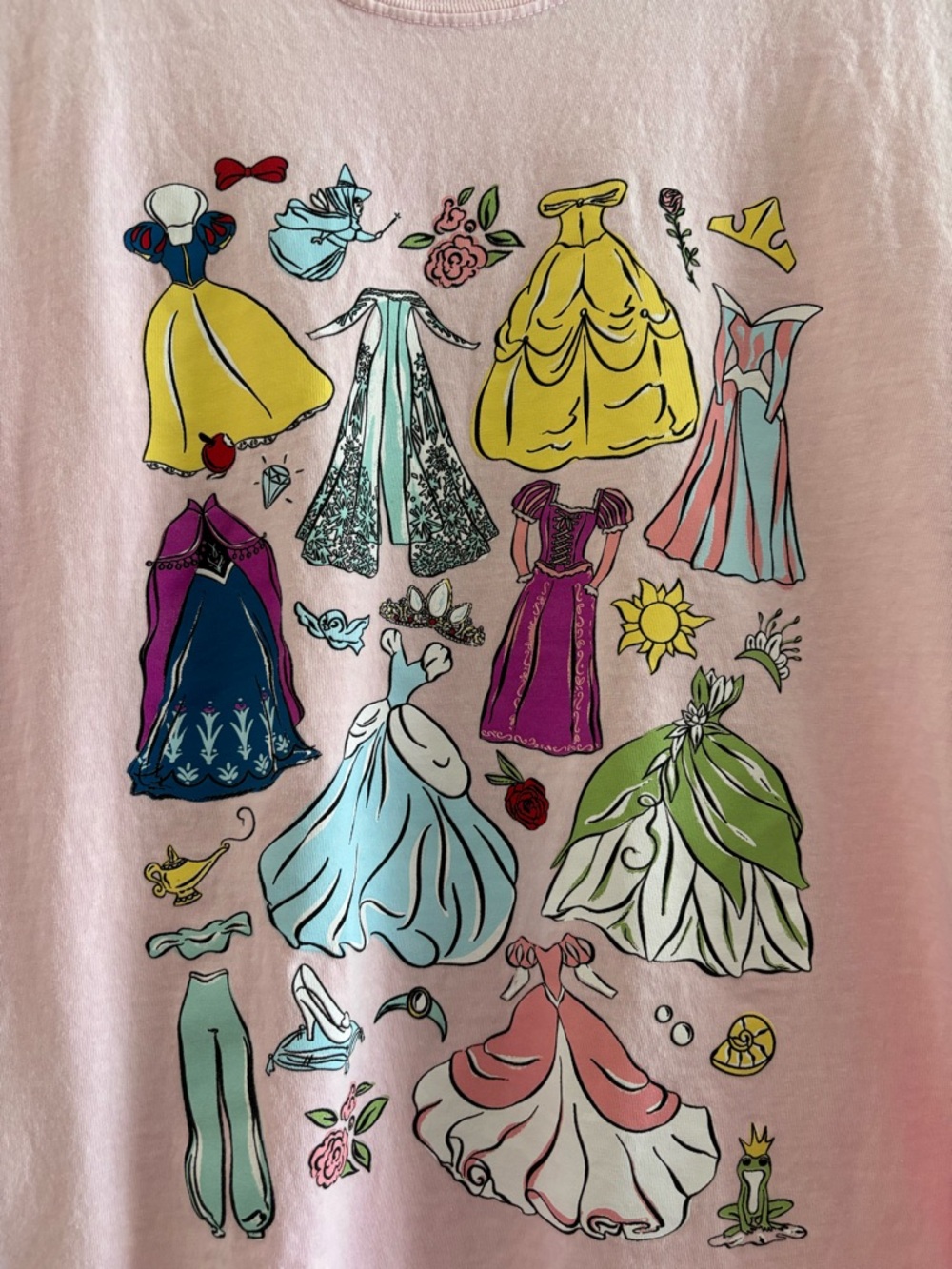 Comfort Colors Pastel Pink Short Sleeve Tee with Disney Princess Dresses. - Picture 2 of 3